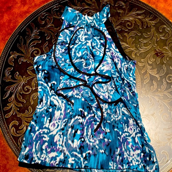 B-Wear Byer California Multicolored Sleeveless Teal & Purple Dressy Blouse Sz S - Picture 9 of 9